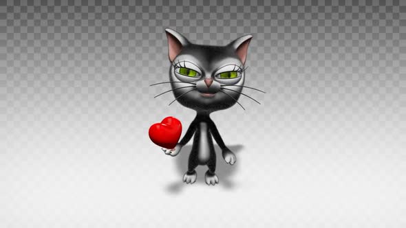 Cartoon Kitty Cat - Show Heart alt