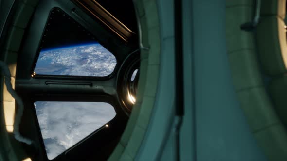 Cockpit View From International Space Station Operating Nearby of Planet Earth alt