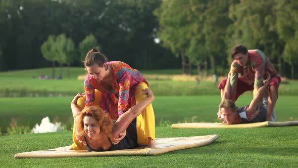 Woman Is Getting Thai Massage on Nature Background