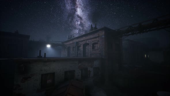 Milky Way Stars Above Abandoned Old Fatory