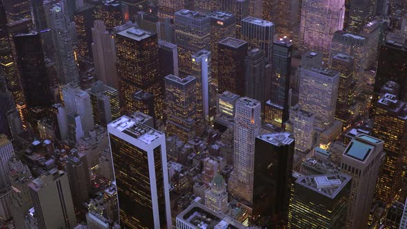 Helicopter Aerial View of Urban City Metropolis Skyline