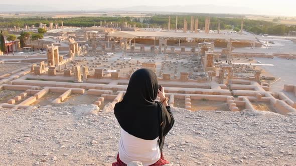 Woman Take Photo Of Persepolis