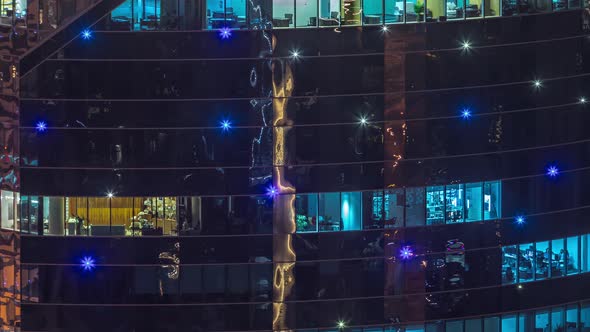 Windows Lights in Modern Buildings Timelapse at Night