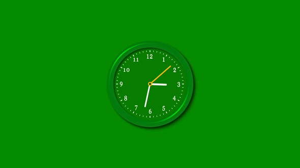 Green color shiny realistic 3d wall clock isolated