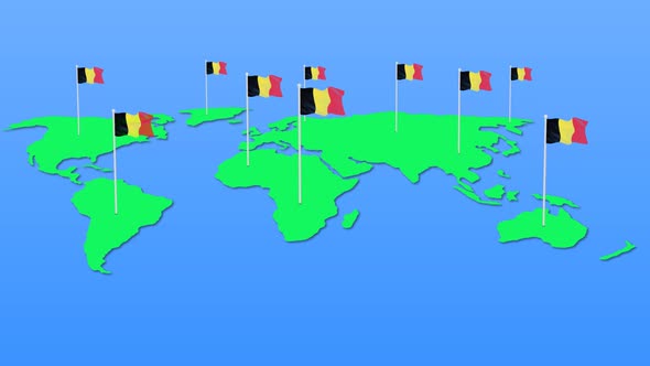 Flag Of Belgium Around The World Flying Wave Animation