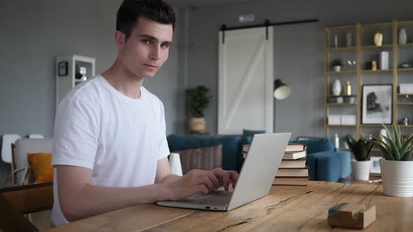 Inviting Gesture By Beard Adult Man at Work