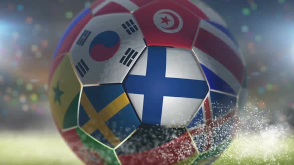 Finland Flag on a Soccer Ball - Football in Stadium alt