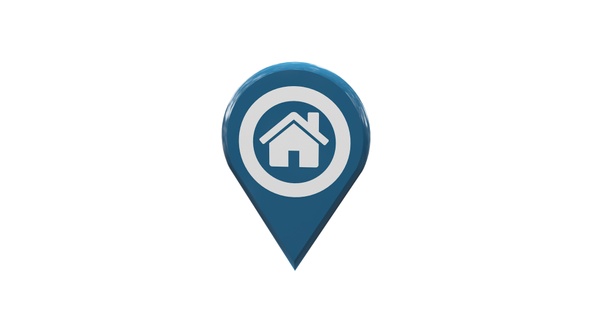 Home Map Location 3D Pin Icon Blue V12