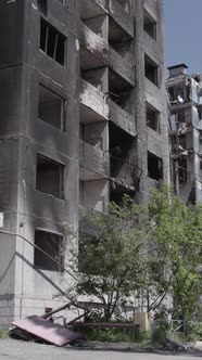 Vertical Video of a House Destroyed By the War in Ukraine