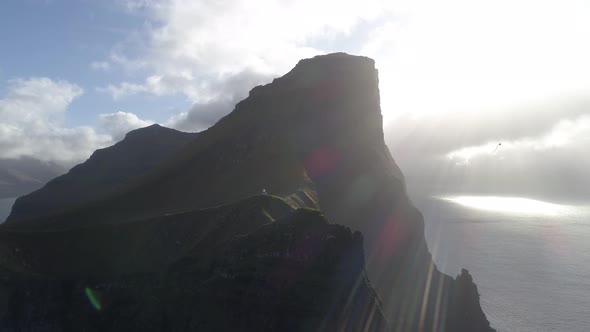 Drone footage of  the Edge of Kalsoy Island in Faroe islands