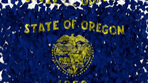 Oregon State Flag Breaking Rocks Transition