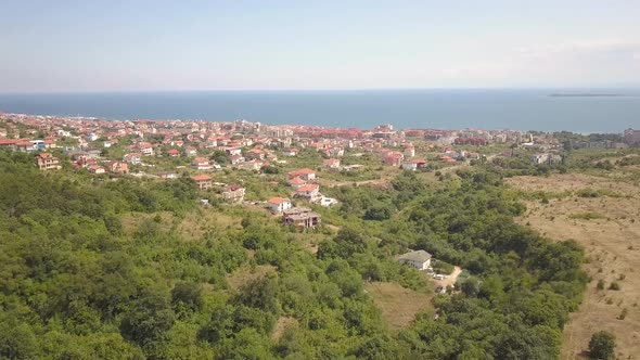 Aerial View of Sunny Beach City That is Located on Black Sea Shore