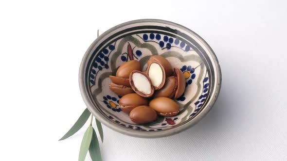 Argan Seeds on a White Background