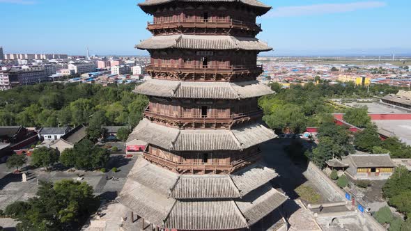 Wooden Pagoda in Shanxi, Asian Ancient Architecture