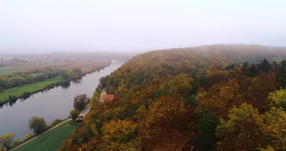 Beautiful drone video above the surroundings of Regensburg