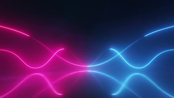 Curved Neon Glowing Strings Flowing Background