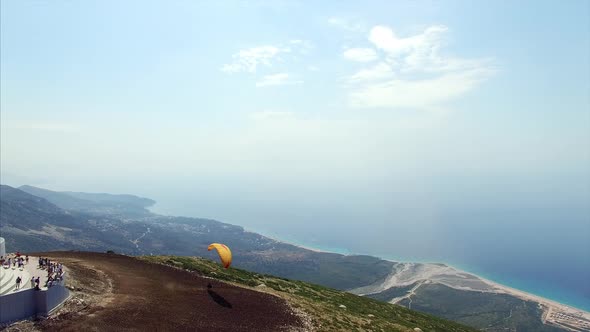 Aerial view of ocean and mountains in Albania