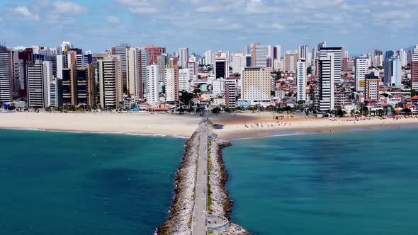 Tropical beach scenery of Fortaleza. Northeast Brazil. Ceara state.