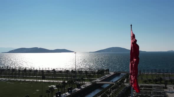 Great Turkish Flag On Seaside