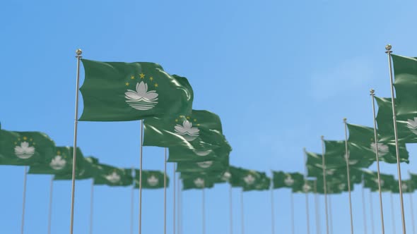 Macau Row Of Flags 3D Animation