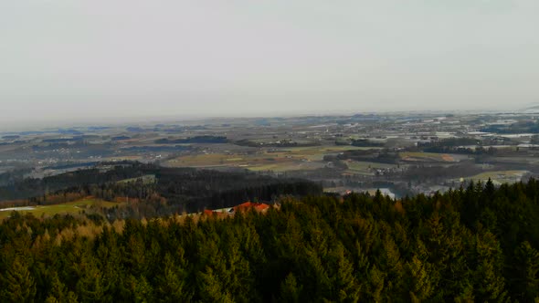 Drone Video with Forest and Village in the Winter