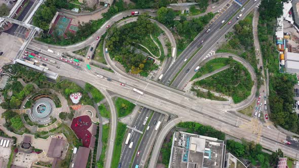 Top down view of Hong Kong traffic in the city