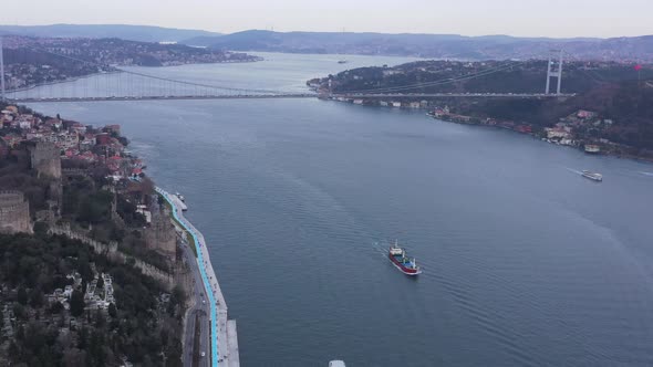 Istanbul Bebek Bosphorus Bridge Aerial View