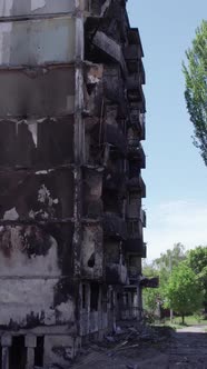 Vertical Video of War in Ukraine  Destroyed House