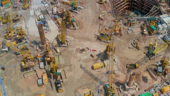 Top down view of construction site in Hong Kong