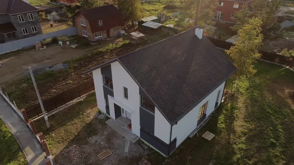 Drone shot of new modern residential house 47