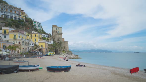 Time lapse video of the beach of the old village of Cetara.