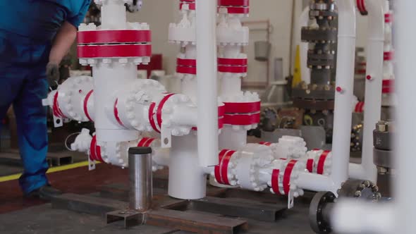 Oil and Gas Wellhead Tree Equipment Production Plant. Modifications of Wellhead Fittings. Modern