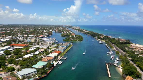 Luxury Real Estate In Pompano Beach Fl. 4k Aerial Drone Stock Footage