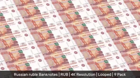 Russia Banknotes Money / Russian ruble / Currency ₽ / RUB/ | 9 Pack | - 4K