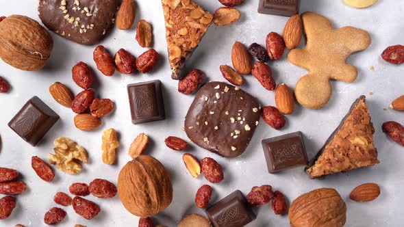 Assorted Christmas Chocolate and Cookies. Chocolate Sweets