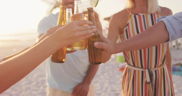 Friends enjoying a party on the beach