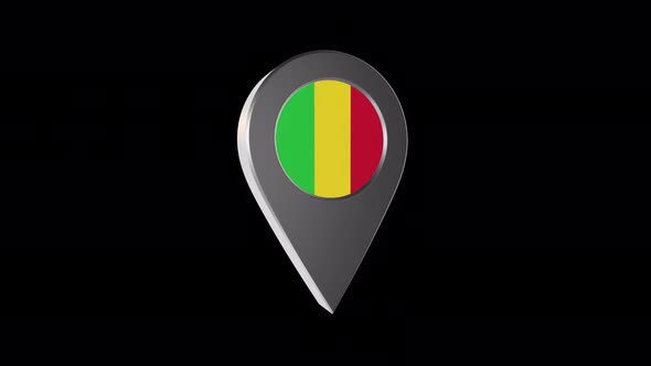 3d Animation Map Navigation Pointer With Mali  Flag With Alpha Channel - 4K