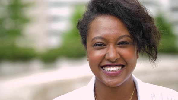 Portrait of African American Young Woman Outdoors 