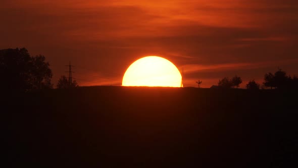 Sun Going Down After Sunny Summer Day