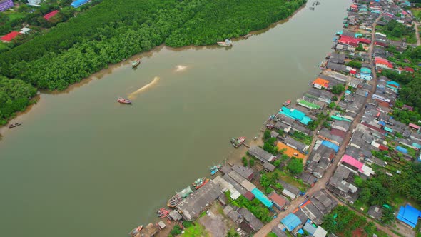 Aerial view over the harbor and fishing villages