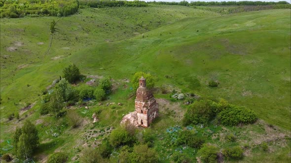 Flight Over the Ancient Ruined Temple