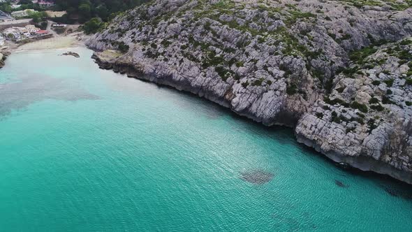 Flight Over Beautiful Seashore at Mallorca