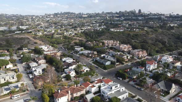 Aerial View of Small Valley with Big Mansions in La Jolla Hermosa San Diego