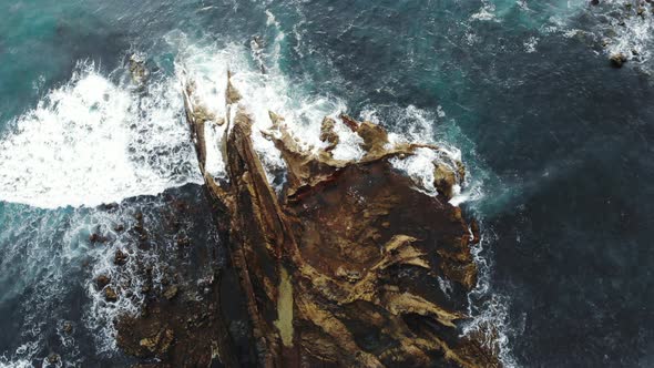 Wave Breaking on Rocks on Black Side of Atlantic Ocean