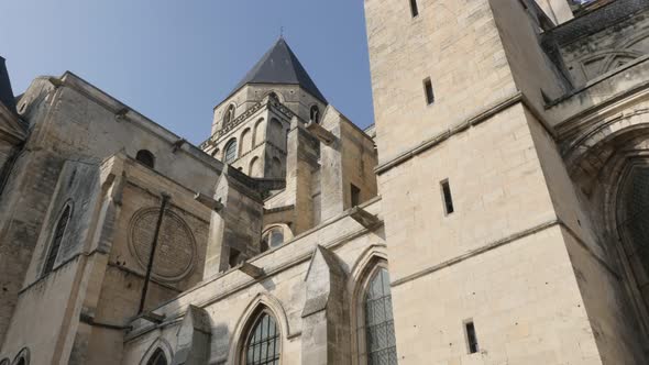 Architecture details of  Mens Abbey  in Normandy France 4K 3840X2160 slow tilt UltraHD footage - Fre