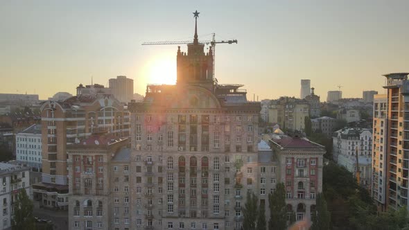 Ukraine, Kyiv : City Center in the Morning at Sunrise, Aerial View, Kiev
