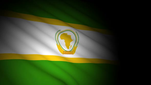 African Union Flag Blowing in Wind alt