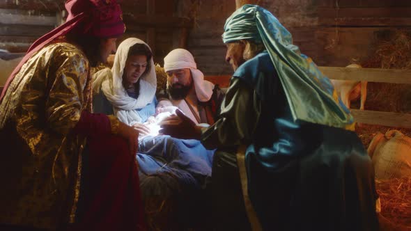 Magi Speaking with Joseph and Mary About Jesus Christ Birth