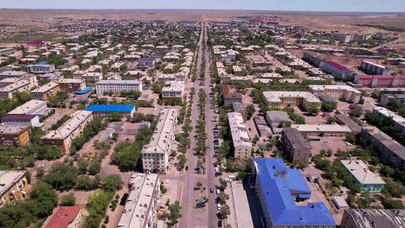 Drone View of the Small Town of Balkhash