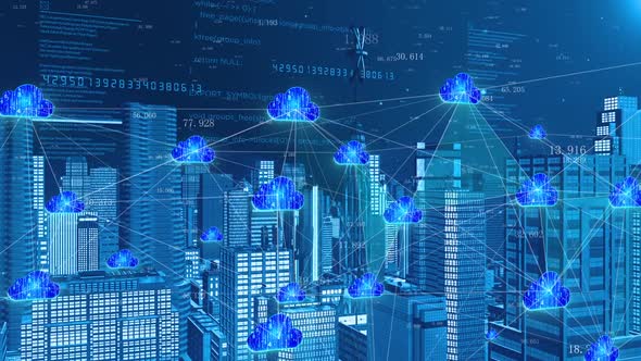 Future Science Fiction Smart City 5g Cloud Computing Internet Of Things Connection